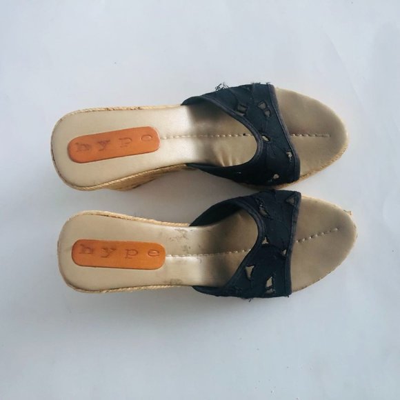 hype Wedges Espadrille Sandals in Black Size 5-1/2 - Picture 3 of 14